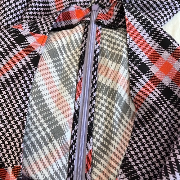 Fleur du mal | Houndstooth plaid midi Silk skirt Women’s size 6 Tanzanite Check - Picture 7 of 8